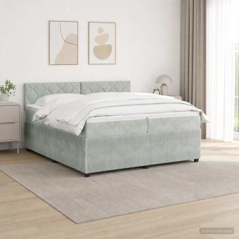 ARDEBO.de - Boxspringbett mit Matratze Hellgrau 200 x 200 cm Samt