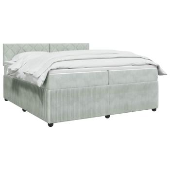 Boxspringbett mit Matratze Hellgrau 200 x 200 cm Samt