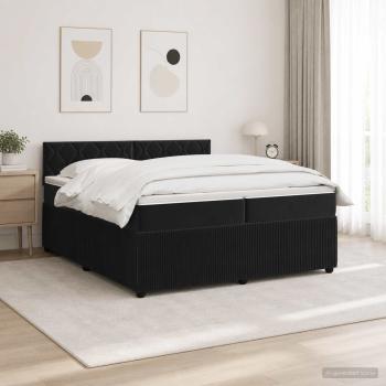 ARDEBO.de - Boxspringbett mit Matratze Schwarz 200 x 200 cm Samt