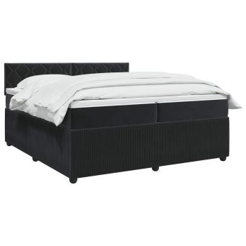 Boxspringbett mit Matratze Schwarz 200 x 200 cm Samt