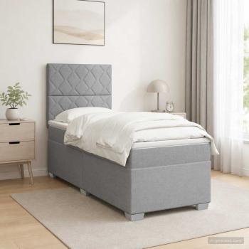 ARDEBO.de - Boxspringbett mit Matratze Hellgrau 80 x 200 cm Stoff