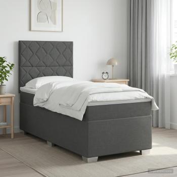 ARDEBO.de - Boxspringbett mit Matratze Dunkelgrau 90 x 200 cm Stoff
