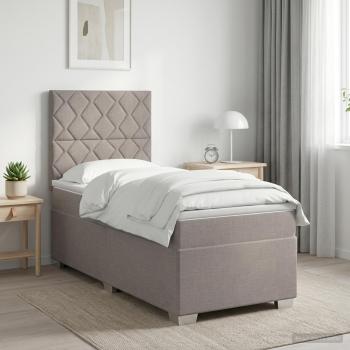 ARDEBO.de - Boxspringbett mit Matratze mit Kopfteil Taupe 90 x 200 cm Stoff