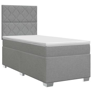 Boxspringbett mit Matratze Hellgrau 100 x 200 cm Stoff