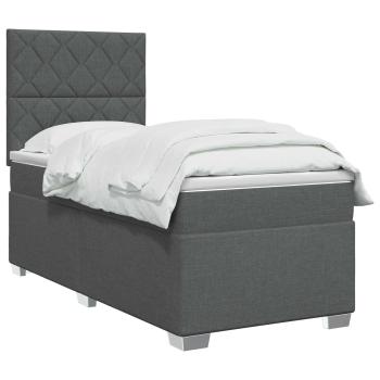 Boxspringbett mit Matratze Dunkelgrau 100 x 200 cm Stoff