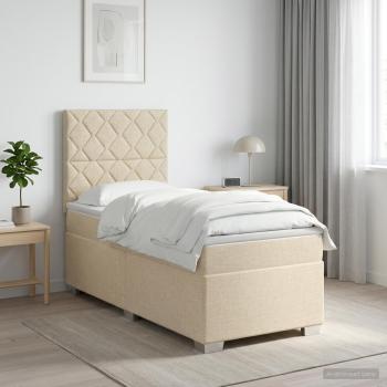 ARDEBO.de - Boxspringbett mit Matratze Creme 100 x 200 cm Stoff
