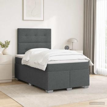ARDEBO.de - Boxspringbett mit Matratze Dunkelgrau 120 x 190 cm Stoff