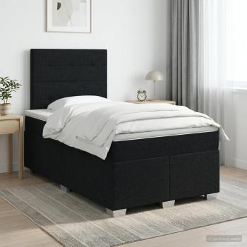 ARDEBO.de - Boxspringbett mit Matratze Schwarz 120 x 190 cm Stoff