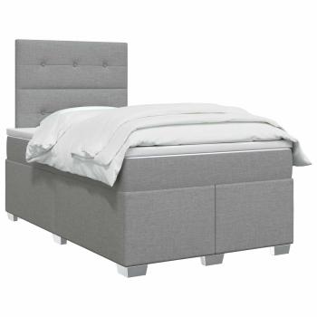 Boxspringbett mit Matratze Hellgrau 120 x 200 cm Stoff