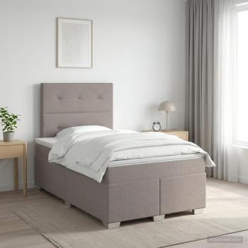 ARDEBO.de - Boxspringbett mit Matratze Taupe 120 x 200 cm Stoff
