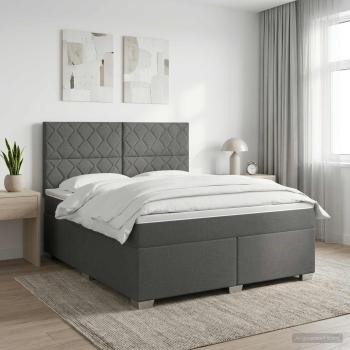 ARDEBO.de - Boxspringbett mit Matratze Dunkelgrau 140 x 200 cm Stoff