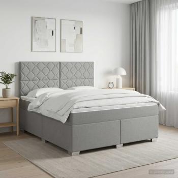 ARDEBO.de - Boxspringbett mit Matratze Hellgrau 160 x 200 cm Stoff