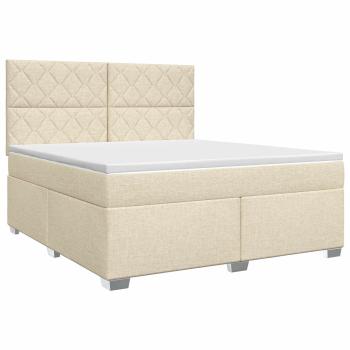 Boxspringbett mit Matratze Creme 160 x 200 cm Stoff