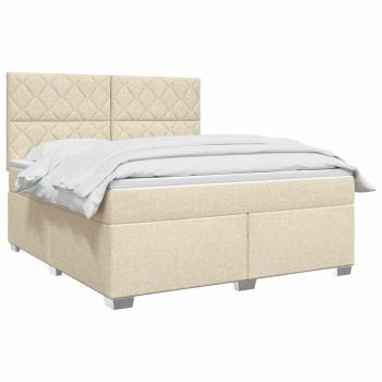 Boxspringbett mit Matratze Creme 160 x 200 cm Stoff