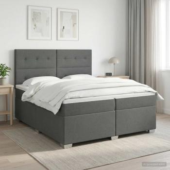 ARDEBO.de - Boxspringbett mit Matratze Dunkelgrau 200 x 200 cm Stoff