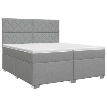 Boxspringbett mit Matratze Hellgrau 200 x 200 cm Stoff