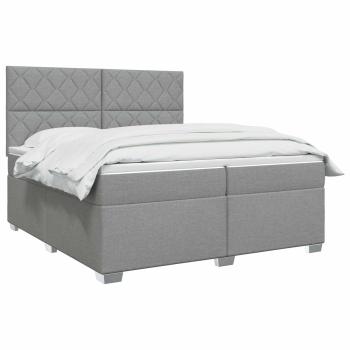Boxspringbett mit Matratze Hellgrau 200 x 200 cm Stoff