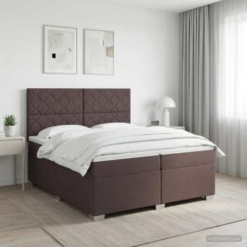 ARDEBO.de - Boxspringbett mit Matratze Dunkelbraun 200 x 200 cm Stoff