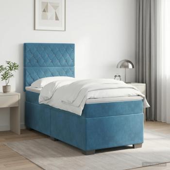 ARDEBO.de - Boxspringbett mit Matratze mit Kopfteil Blau 90 x 190 cm Samt