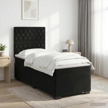 ARDEBO.de - Boxspringbett mit Matratze Schwarz 100 x 200 cm Samt