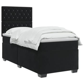 Boxspringbett mit Matratze Schwarz 100 x 200 cm Samt