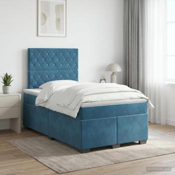 ARDEBO.de - Boxspringbett mit Matratze mit Kopfteil Blau 120 x 190 cm Samt