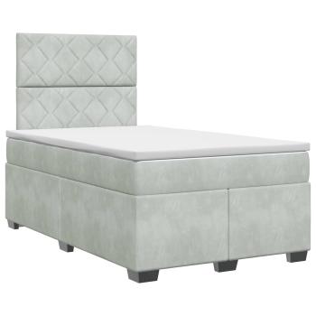 Boxspringbett mit Matratze Hellgrau 120 x 190 cm Samt