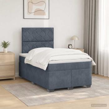 ARDEBO.de - Boxspringbett mit Matratze Dunkelgrau 120 x 190 cm Samt