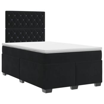 Boxspringbett mit Matratze Schwarz 120 x 200 cm Samt