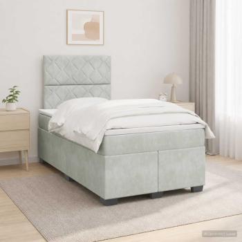 ARDEBO.de - Boxspringbett mit Matratze Hellgrau 120 x 200 cm Samt