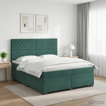 ARDEBO.de - Boxspringbett mit Matratze Dunkelgrün 140 x 190 cm Samt