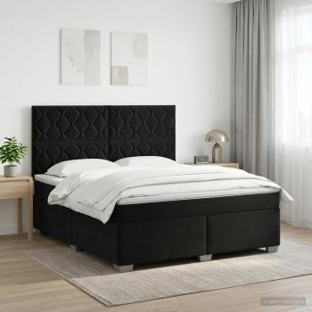 ARDEBO.de - Boxspringbett mit Matratze Schwarz 140 x 190 cm Samt