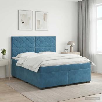ARDEBO.de - Boxspringbett mit Matratze mit Kopfteil Blau 140 x 190 cm Samt