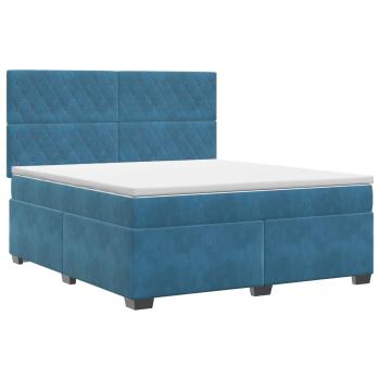 Boxspringbett mit Matratze mit Kopfteil Blau 140 x 200 cm Samt