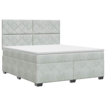Boxspringbett mit Matratze Hellgrau 140 x 200 cm Samt