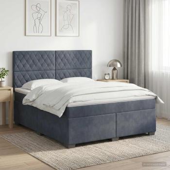 ARDEBO.de - Boxspringbett mit Matratze Dunkelgrau 160 x 200 cm Samt