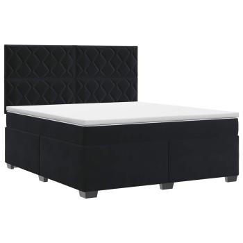 Boxspringbett mit Matratze Schwarz 160 x 200 cm Samt
