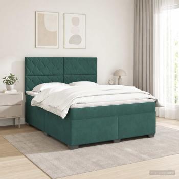 ARDEBO.de - Boxspringbett mit Matratze Dunkelgrün 160 x 200 cm Samt