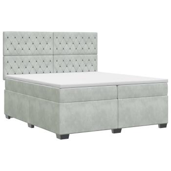 Boxspringbett mit Matratze Hellgrau 200 x 200 cm Samt