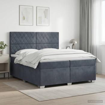 ARDEBO.de - Boxspringbett mit Matratze Dunkelgrau 200 x 200 cm Samt