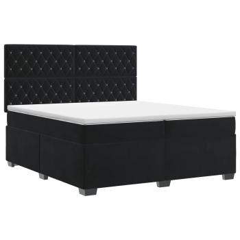 Boxspringbett mit Matratze Schwarz 200 x 200 cm Samt