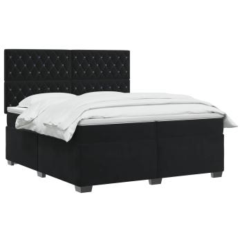 Boxspringbett mit Matratze Schwarz 200 x 200 cm Samt