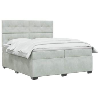 Boxspringbett mit Matratze Hellgrau 200 x 200 cm Samt