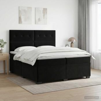 ARDEBO.de - Boxspringbett mit Matratze Schwarz 200 x 200 cm Samt