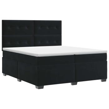 Boxspringbett mit Matratze Schwarz 200 x 200 cm Samt