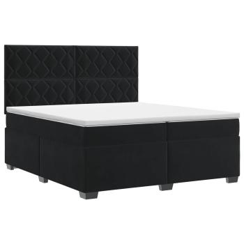 Boxspringbett mit Matratze Schwarz 200 x 200 cm Samt