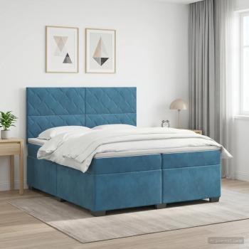ARDEBO.de - Boxspringbett mit Matratze mit Kopfteil Blau 200 x 200 cm Samt