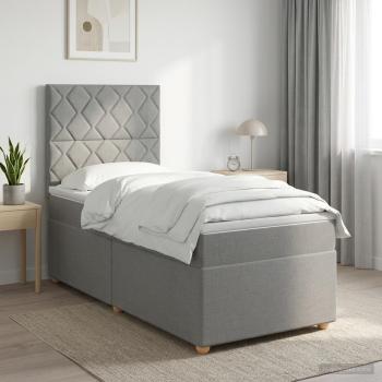 ARDEBO.de - Boxspringbett mit Matratze Hellgrau 80 x 200 cm Stoff