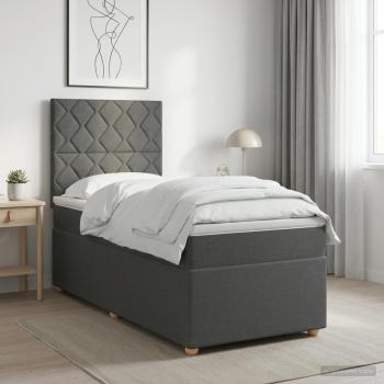 ARDEBO.de - Boxspringbett mit Matratze Dunkelgrau 80 x 200 cm Stoff