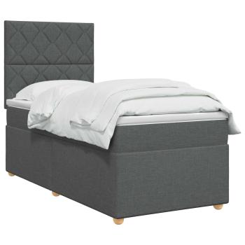 Boxspringbett mit Matratze Dunkelgrau 80 x 200 cm Stoff